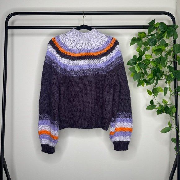 Maje Meilleur Mohair Blend Striped Intarsia-Knit Sweater size 1 (S, Small) - Picture 3 of 13